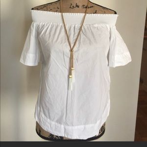 JCrew off the shoulder blouse.